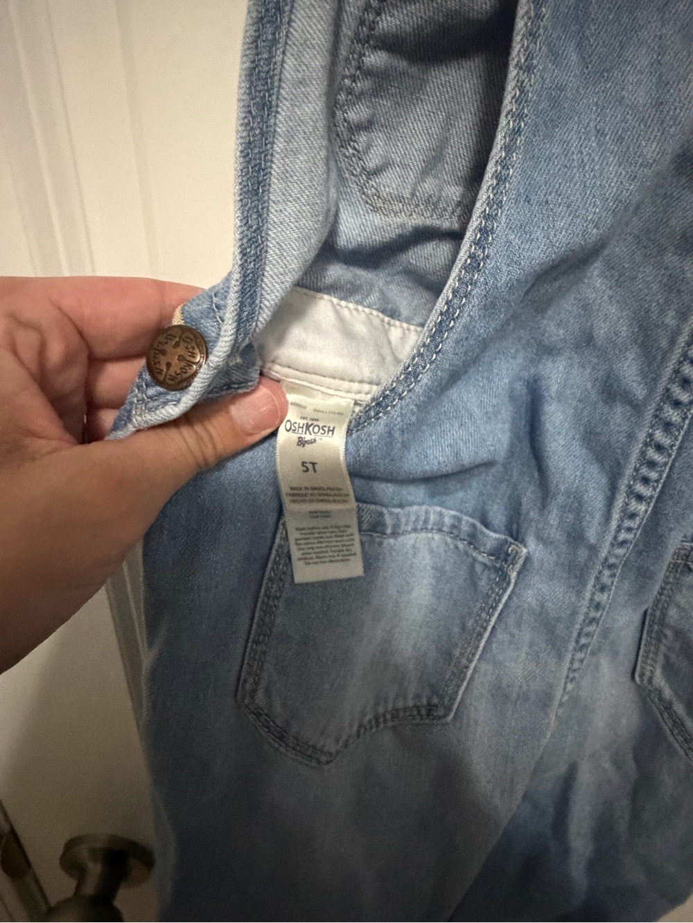 OshKosh B'gosh Light Blue Denim Overalls with Buckle Strap - Picture 3 of 3
